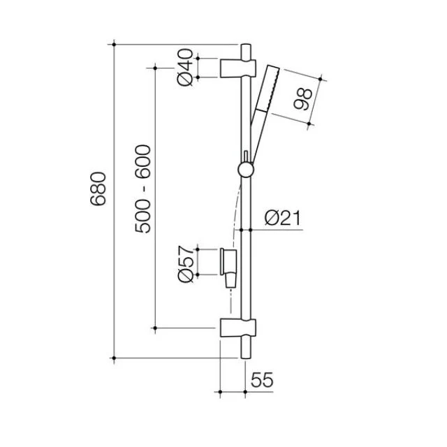 Caroma Liano II Rail Shower  - Black - Image 3