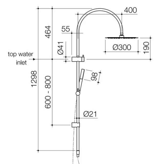 Caroma Liano II Rail Shower with Overhead - Black - Image 4