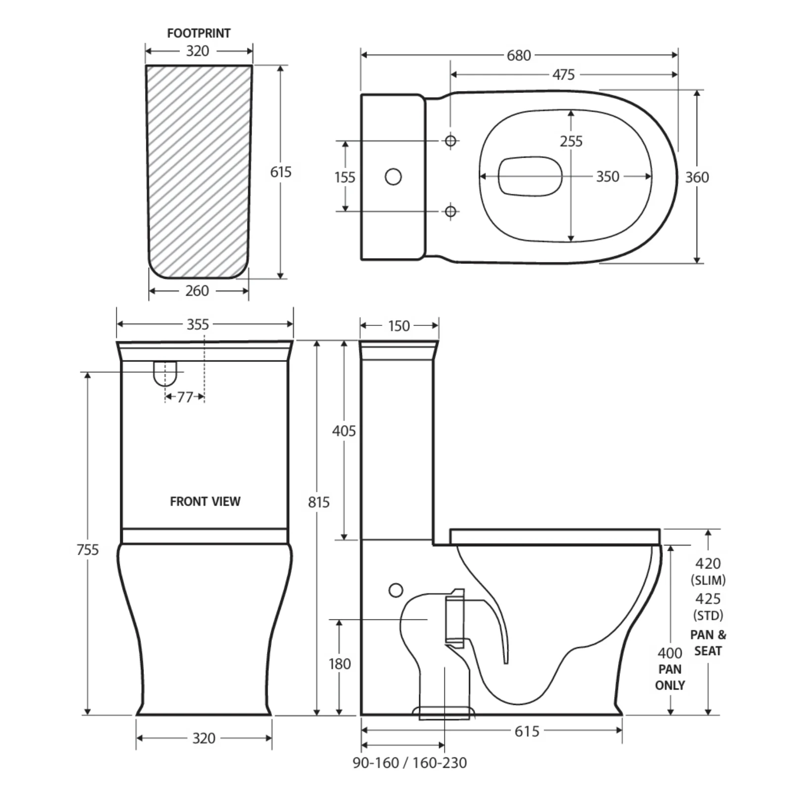 Fienza Lillian Tornado Flush Back-to-Wall Toilet Suite, Slim Seat, Gloss White - Image 6