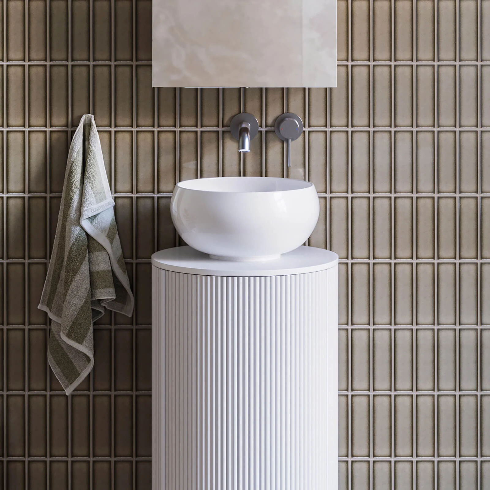 Ingrain Round Fluted Powder Room Vanity 400mm White - Image 4