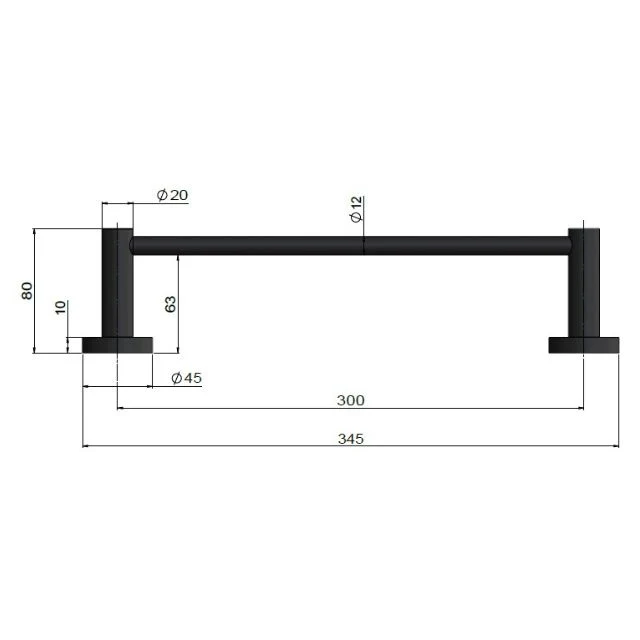 Meir Round Single Towel Rail 300mm Brushed Bronze - Image 3
