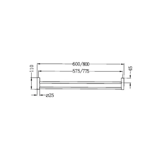 Nero New Mecca Double Towel Rail 600mm Brushed Bronze - Image 4