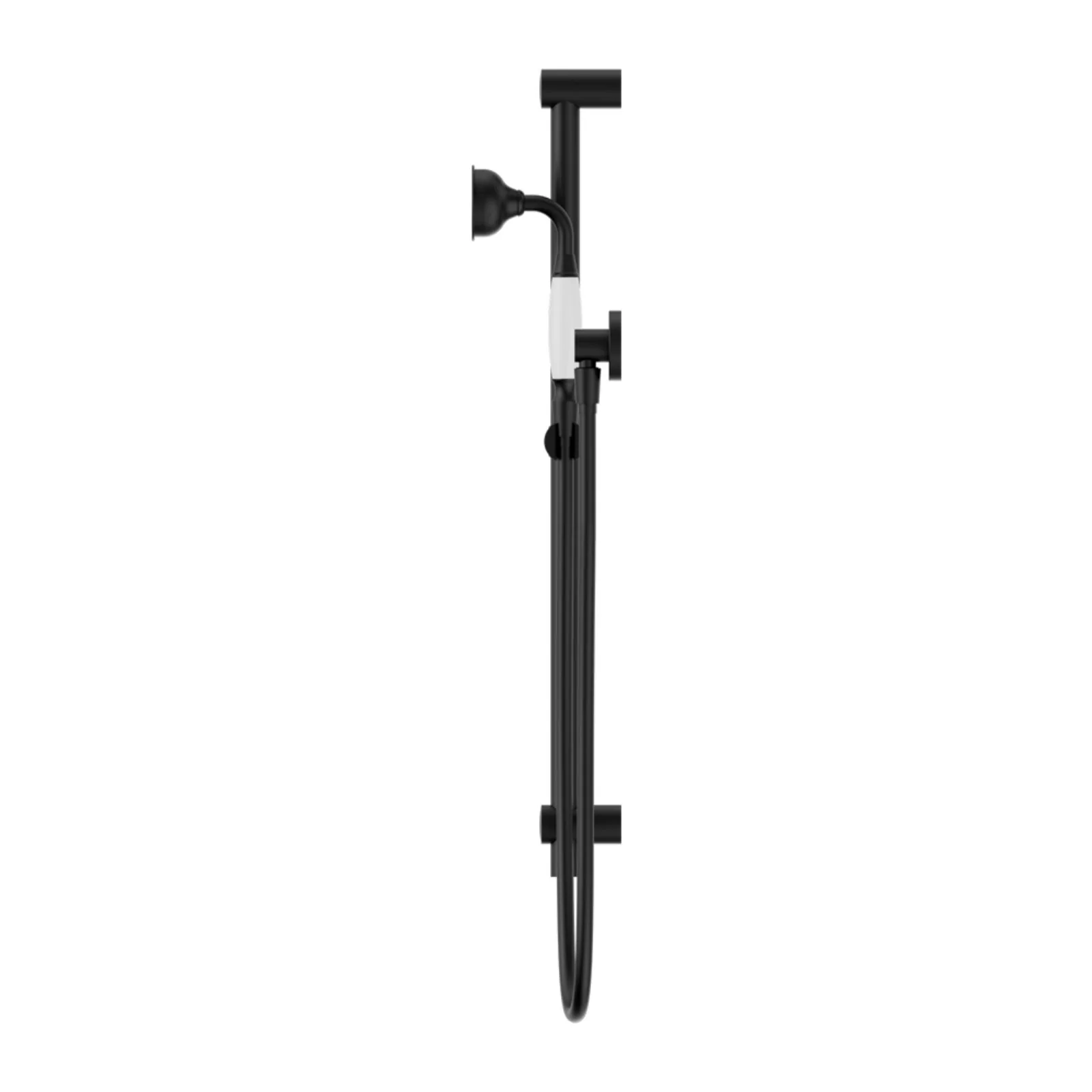 Nero York Shower Rail With White Porcelain Hand Shower Matte Black - Image 3