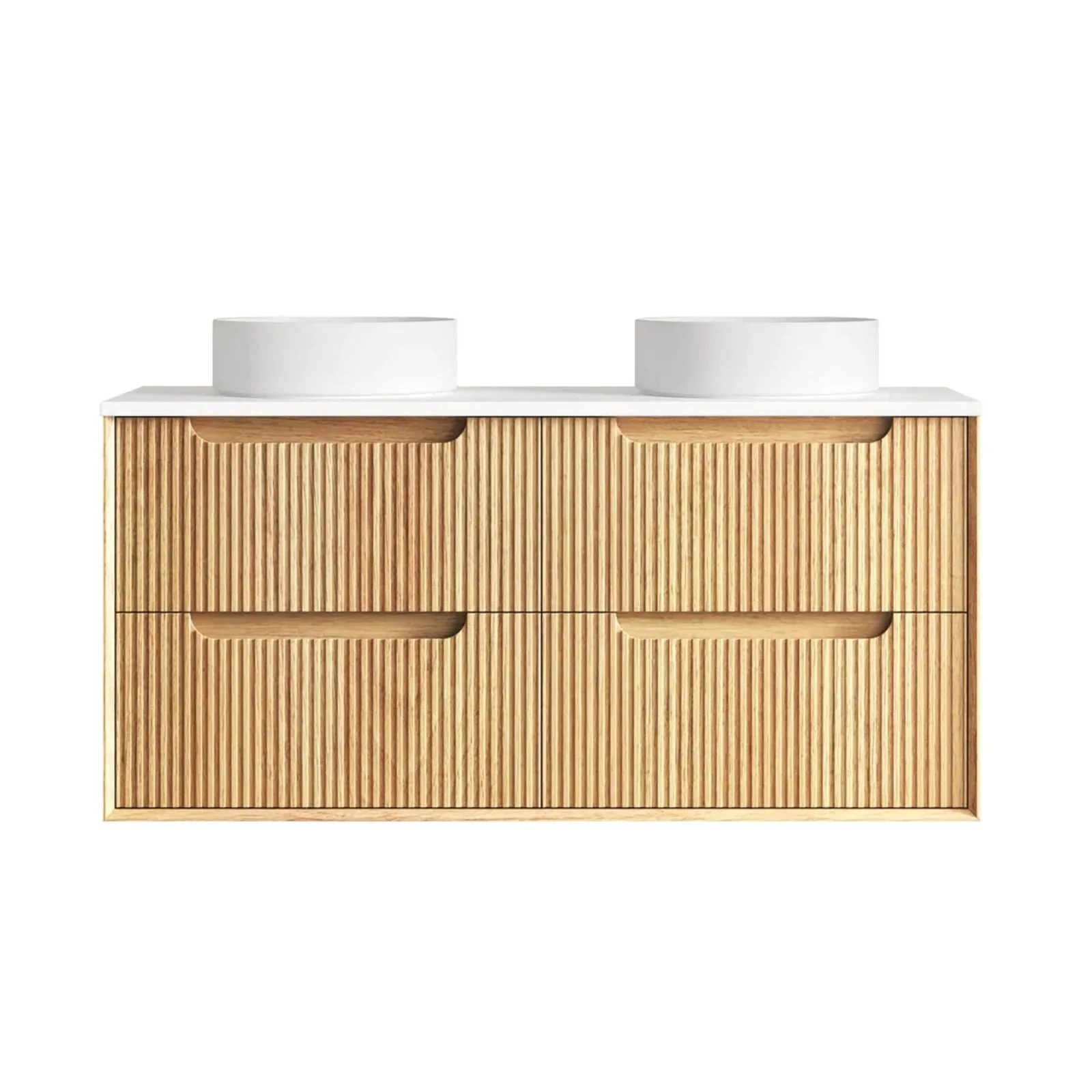 Otti Byron Fluted Woodland Oak Wall Hung Vanity with Pure White Top - Image 11