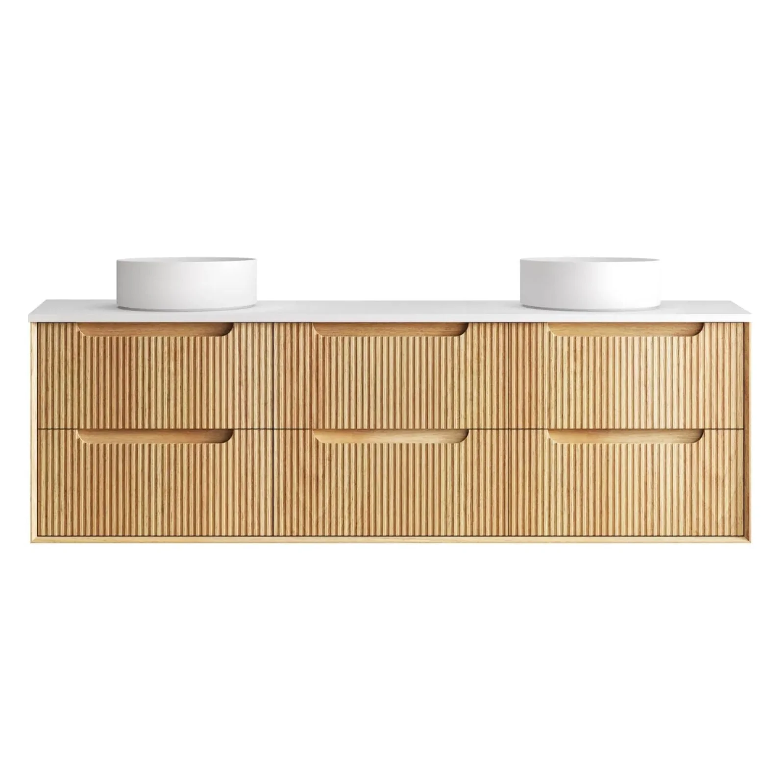 Otti Byron Fluted Woodland Oak Wall Hung Vanity with Pure White Top - Image 13