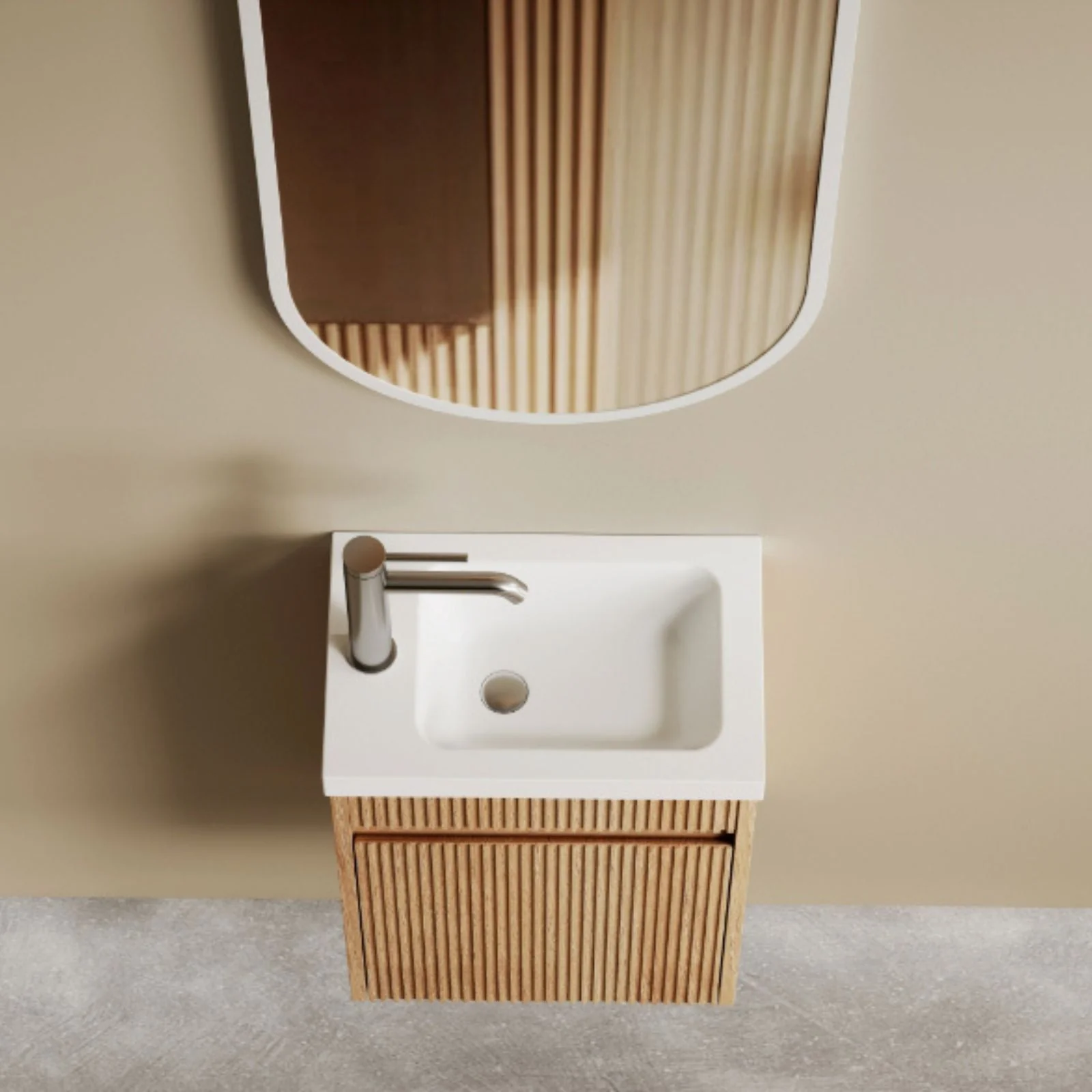 Otti Mini Ensuite Fluted Vanity - 400mm Woodland Oak - Image 3