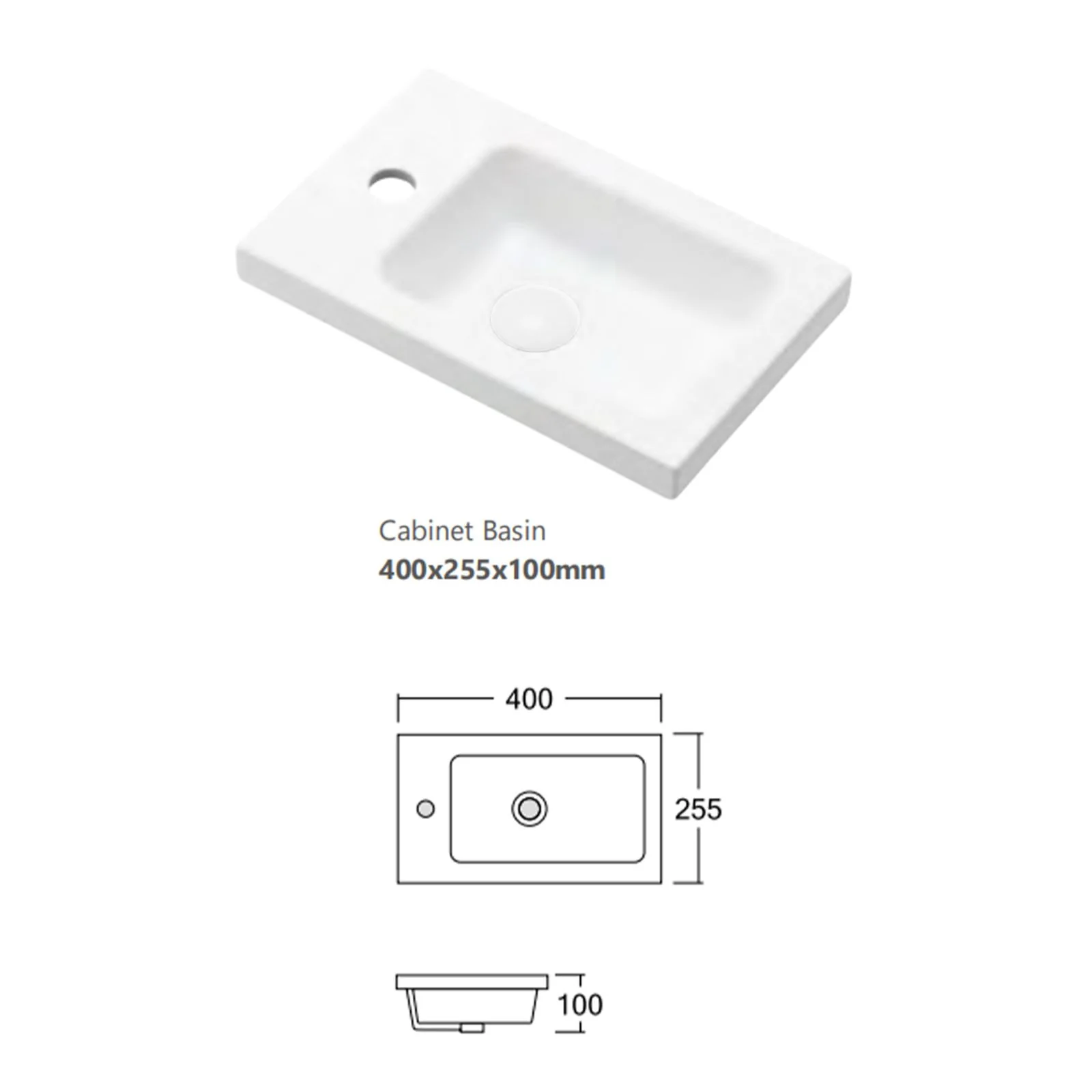 Otti Mini Ensuite Wall Hung Vanity 400mm Matte White Fluted Vanity with Basin - Image 3