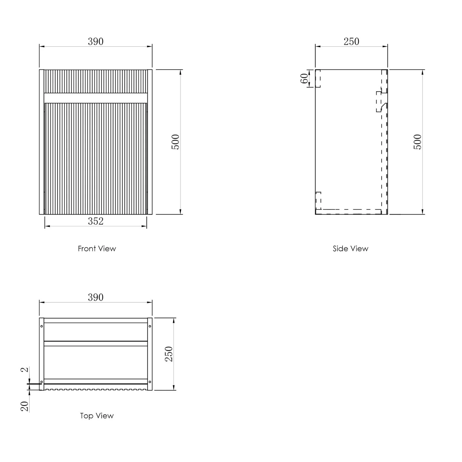 Otti Mini Ensuite Wall Hung Vanity 400mm Matte White Fluted Vanity with Basin - Image 4