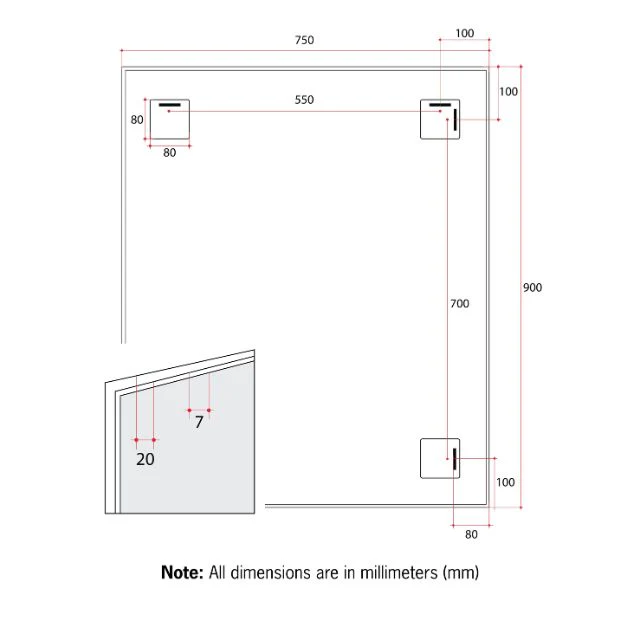 Thermogroup Rectangular Black Framed Mirror - Image 6